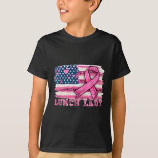 Mittags Lady American Flag rosa Ribbon Brustkrebs T-Shirt