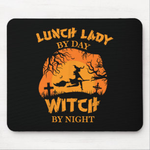 Mittags Lady by Day Hexe by Night Lunch Lady Costu Mousepad