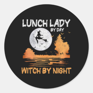 Mittags Lady by Day Hexe by Night Women Halloween Runder Aufkleber