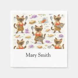 Mittags Lady mit Essen für Katzen Liebhaber Serviette