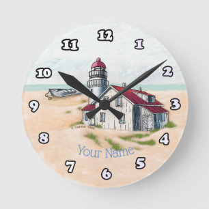Mittags-Leuchtturm Runde Wanduhr