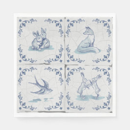 Mittags-Servietten Delft-Fliese Waldtiere Serviette