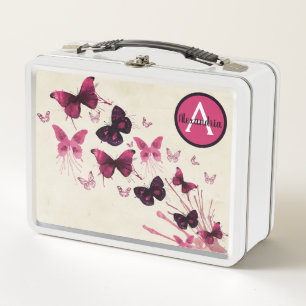 Mittagsboxen - Lila Lunch Box mit Schmetterlingen