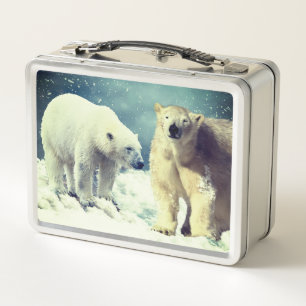 Mittagspass Eisbären auf Eis Metall Brotdose