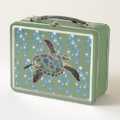 Mittagspause - Schildkrötenbaden unter Blasen Metall Brotdose (Vorderseite)