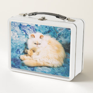 Mittagsschachtel mit persischem Cat-Foto Metall Brotdose
