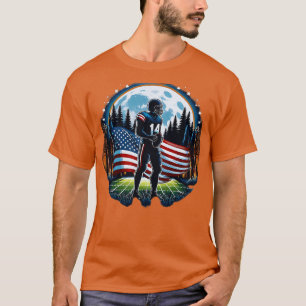 Mitte Amerikanische Flagge Vollmond Spieler 1 T-Shirt