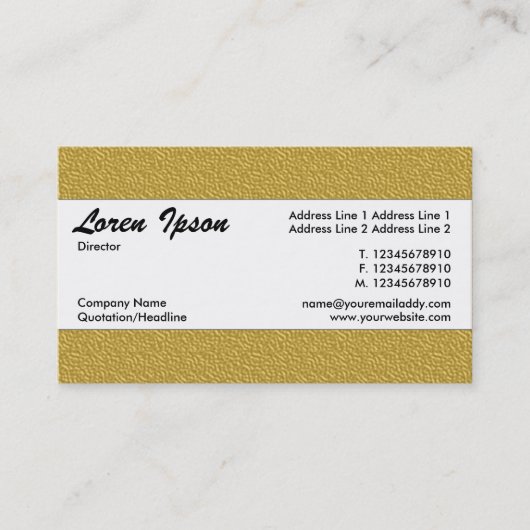 Mitte Band 016 - Ocker-Gelbe Embossed Texture Visitenkarte (Vorderseite)
