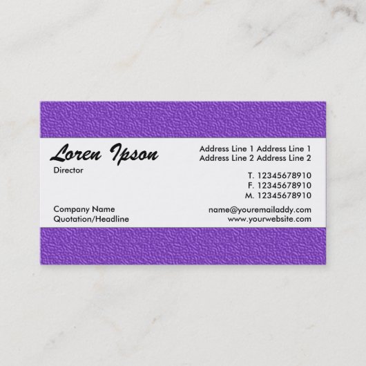 Mitte Band 020 - Violett mit Embossed Texture Visitenkarte (Vorderseite)