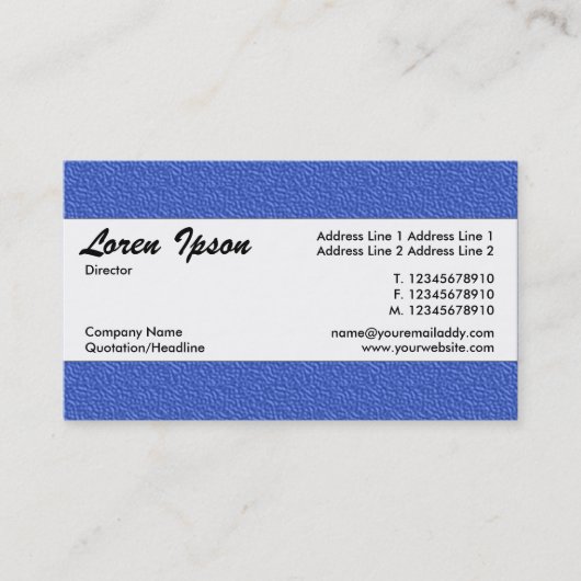 Mitte Band 022 - Blaue Embossed Texture Visitenkarte (Vorderseite)
