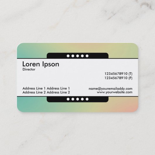 Mitte Band 5 Spots - Gradient Y,M,B,R, dunkles Bus Visitenkarte (Rückseite)