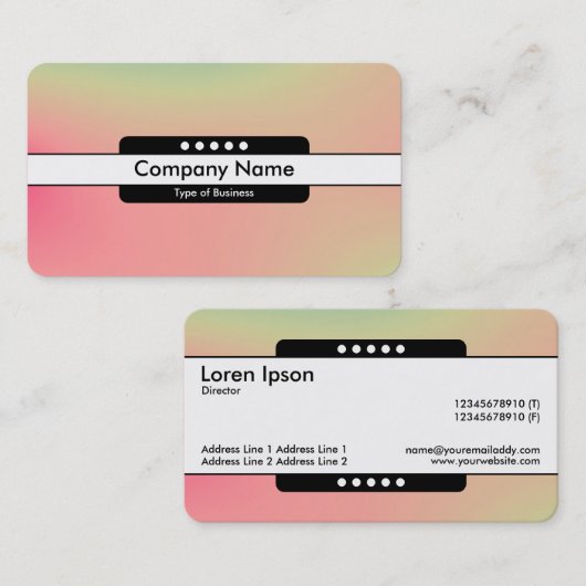 Mitte Band 5 Spots - Gradient Y,M,B,R, dunkles Bus Visitenkarte (Vorne/Hinten)