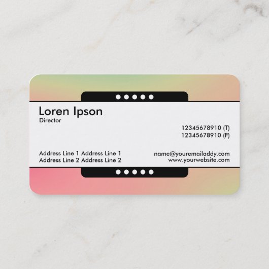 Mitte Band 5 Spots - Gradient Y,M,B,R, dunkles Bus Visitenkarte (Rückseite)