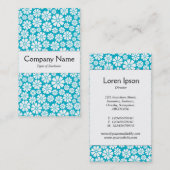 Mitte Band - 8 Petals - Weiß auf Aqua Blue Visitenkarte (Vorne/Hinten)