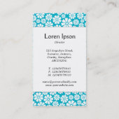 Mitte Band - 8 Petals - Weiß auf Aqua Blue Visitenkarte (Rückseite)