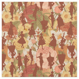 Mitte der 50er Jahre Vintage Silhouette Blumenfrau Stoff