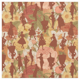 Mitte der 50er Jahre Vintage Silhouette Blumenfrau Stoff