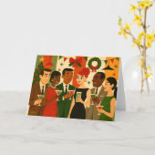 Mitte des 60ers Weihnachtsbüros Cocktail Party Karte (Gelbe Blume)