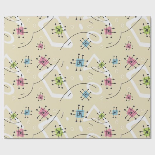 Mitte des Jahrhunderts 1950 - Hashmarken Geschenkpapier (Flach)