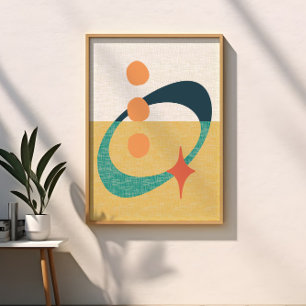 Mitte des Jahrhunderts Atomar Abstrakt Gelb, Orang Poster