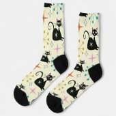 Mitte des Jahrhunderts atomare Katze mit Sternenex Socken (Linkes Detail)