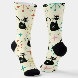 Mitte des Jahrhunderts atomare Katze mit Sternenex Socken