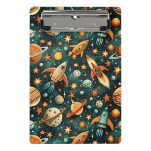 Mitte des Jahrhunderts Atomarer Raum Orange Teal P Mini Klemmbrett