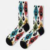 Mitte des Jahrhunderts Atombomben-Katzen auf Harle Socken (Linkes Detail)