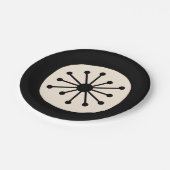 Mitte-des-Jahrhunderts Atomic Dot Süß Retro Schwar Pappteller (Schrägansicht)