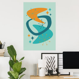 Mitte des Jahrhunderts Atomzeitalter 7 Aqua, Türki Poster