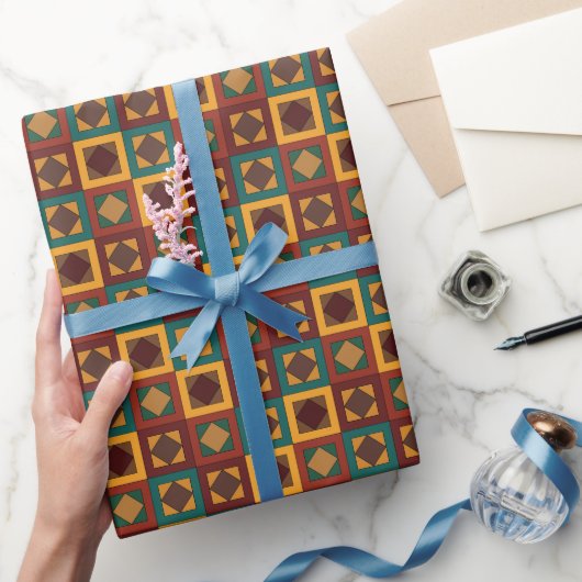 Mitte des Jahrhunderts Diamant Quadrat Geometrisch Geschenkpapier (Schenken)