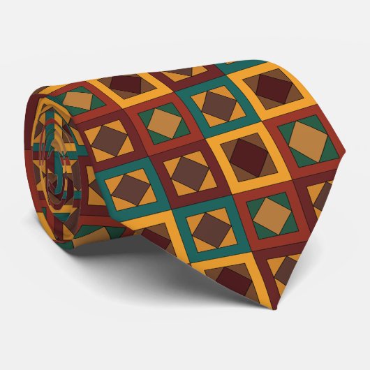 Mitte des Jahrhunderts Diamant Quadrat Geometrisch Krawatte (Gerollt)