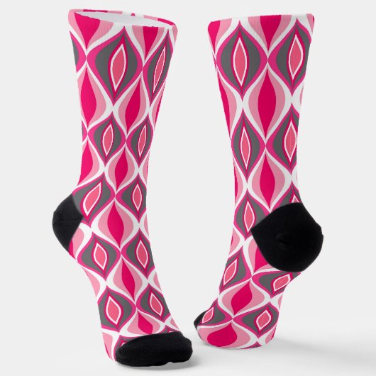 Mitte des Jahrhunderts Diamond Muster Pink Fuchsia Socken (Gewinkelt)