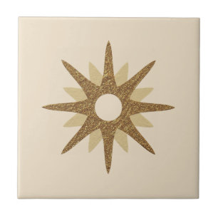 Mitte-des-Jahrhunderts Einzelner Goldener Sternene Fliese
