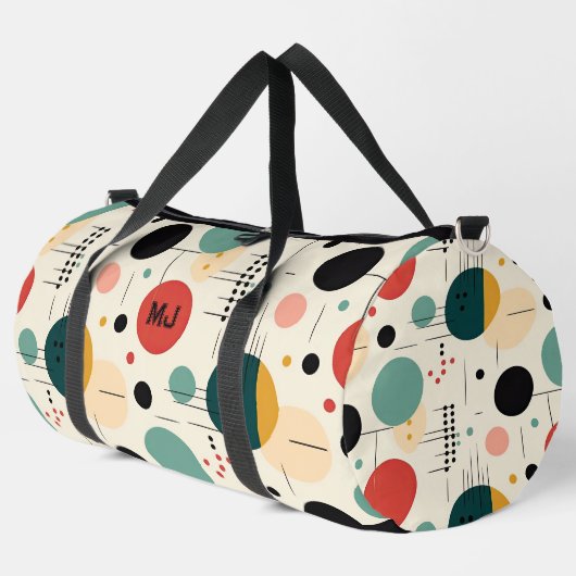 Mitte des Jahrhunderts farbenfrohes geometrisches Duffle Bag (Linke Ecke)