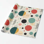 Mitte des Jahrhunderts farbenfrohes geometrisches  Geschenkpapier (Ungerollt)