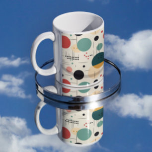 Mitte des Jahrhunderts farbenfrohes geometrisches  Kaffeetasse
