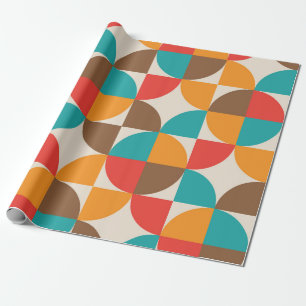 Mitte des Jahrhunderts Farbige Halbkreismuster Geschenkpapier