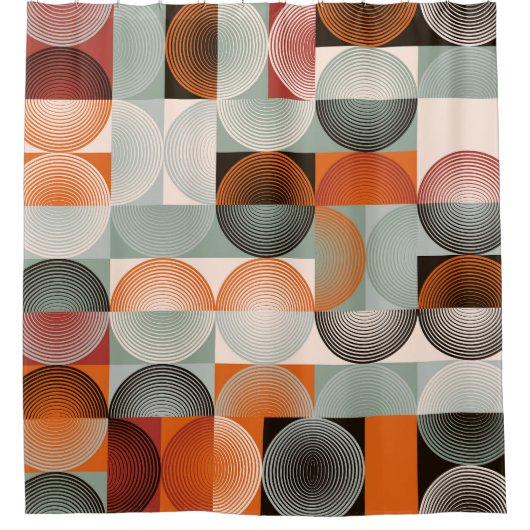 Mitte des Jahrhunderts geometrisches, abstraktes f Duschvorhang (Vorderseite)