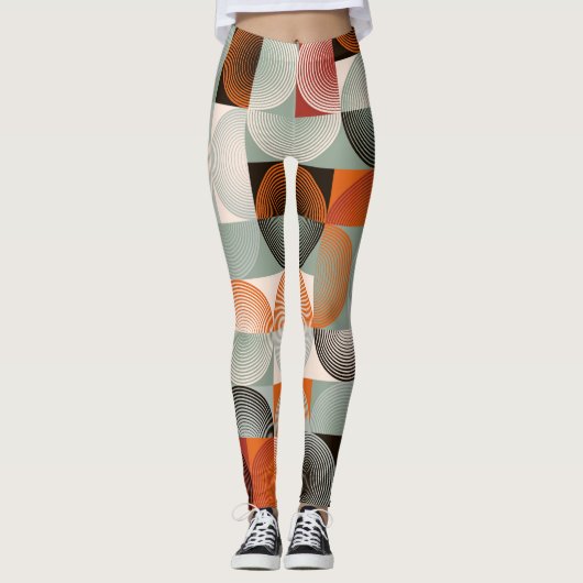 Mitte des Jahrhunderts geometrisches, abstraktes f Leggings (Vorderseite)