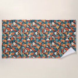 Mitte des Jahrhunderts geometrisches Teal- und Ora Strandtuch