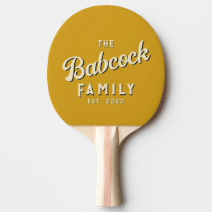 Mitte-des-Jahrhunderts Goldenes Ocker Retro Famili Tischtennis Schläger
