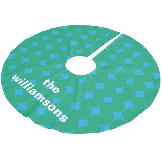 Mitte des Jahrhunderts Grün Blau Geometrischer Per Polyester Weihnachtsbaumdecke (Schrägansicht)