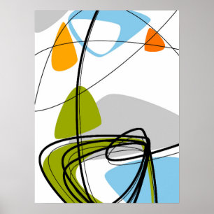 Mitte des Jahrhunderts Grün Orange Moderne Abstrak Poster