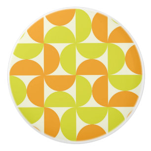 Mitte des Jahrhunderts Halbe Kreise Orange und Gel Keramikknauf