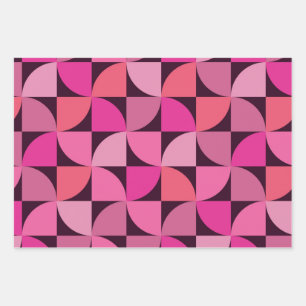 Mitte des Jahrhunderts Halbkreis Rosa Koralle Geschenkpapier Set