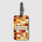 Mitte des Jahrhunderts Halbkreise gelbe orangefarb Gepäckanhänger (Vorderseite Vertikal)