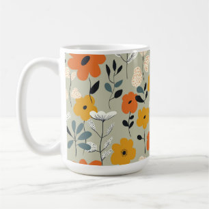 Mitte des Jahrhunderts inspiriertes Blumenmuster Kaffeetasse