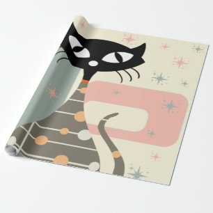 Mitte des Jahrhunderts Katze Mid-Century Modern Geschenkpapier
