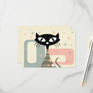 Mitte des Jahrhunderts Katze Mid-Century Modern RSVP Karte